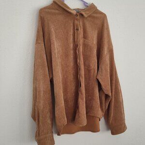 Wishlist Apparel, Corduroy, Oversized Shirt, Burnt Orange, M/L
